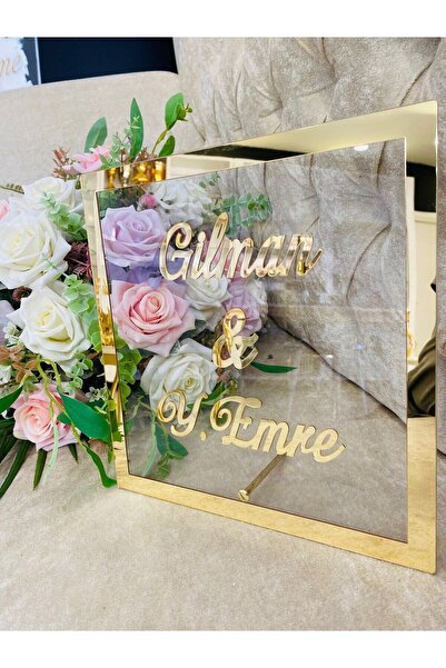 estölye Masaüstü Pleksi Isimlik Şeffaf Kare Söz Nişan