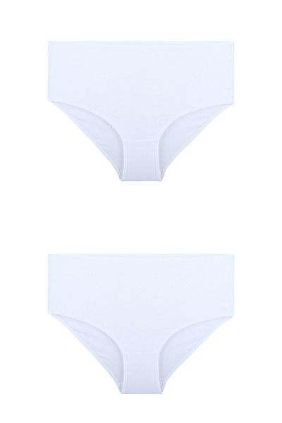 Rubuvi Chiloți hipster cu talie înaltă din bumbac lycra, alb, 2 pachete