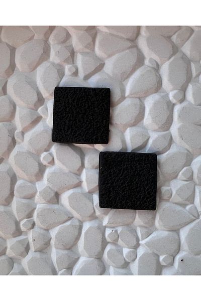 ACCESSORY Black Square Earrings Polymer Clay Earrings