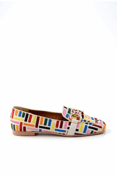 Bambi Ecru Embroidered Women's Ballerinas01641166982