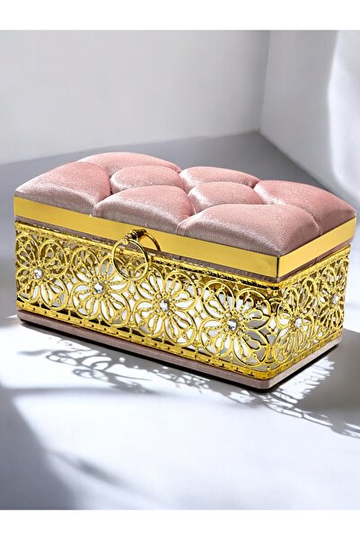İPEK NEŞRİYAT İPEK HEDİYELİK Özel Tasarım Kapitone Gold İşlemeli Çeyizlik Sandık