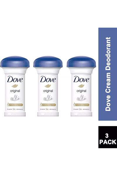 Dove مزيل عرق كريم مرطب برائحة الفطر الأصلي 50 مل × 3