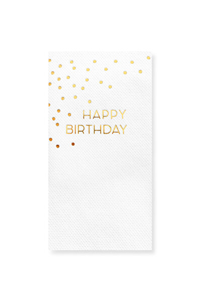 Story 40x40 cm Altın Varak Happy Birthday Desenli 16'lı 1/8 Katlama Beyaz Ren...