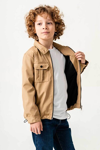 Gold Class Kidswear Яке за момчета с двоен джоб на гърдите и еластична регулируема талия