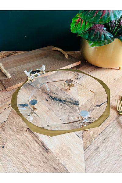CASA DE BELLA 5 Piece Bird Figured Presentation Service Set with Gold Edge