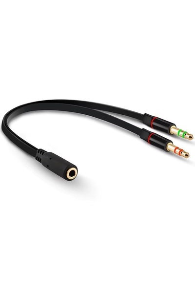 Derwell 3.5mm Kulaklık Adaptörü Kulaklık Y Splitter Ses Dişi 2 Erkek Jack Mikrofon Splitter Kablo Ayırıcı