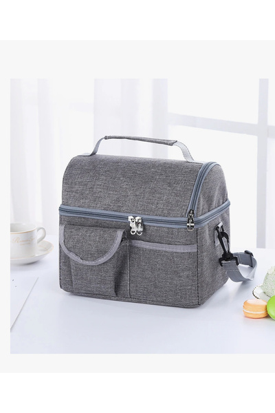 Obay Gri Tarzı Öğle Yemeği Çantası Yeniden Kullanılabilir Yalıtımlı Termal Ça...