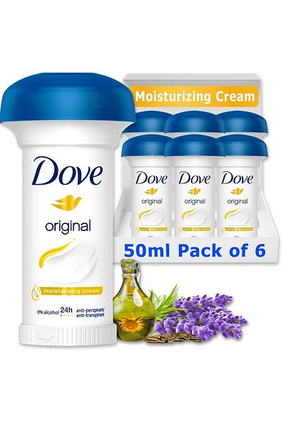 Dove مزيل عرق كريم مرطب برائحة الفطر الأصلي 50 مل × 6