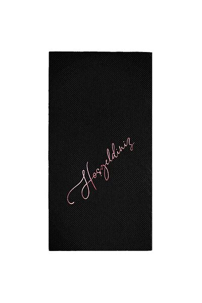 Story 40X40 cm Rose Rose Foil Welcome Patterned 16 Pack 1/8 Fold Black Colored Paper Napkins