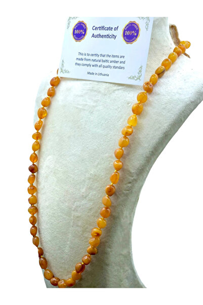 BOJI Unisex Sertifikalı Baltık Amber Guatr Sinir Stres Damla Kehribar Yetişkin Kolye