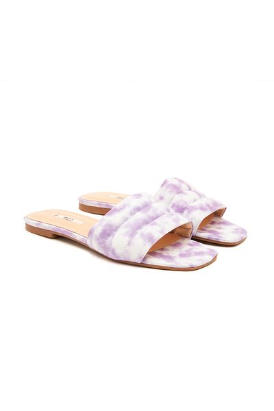 Desa Papuci de damă din piele cu model Tie Dye