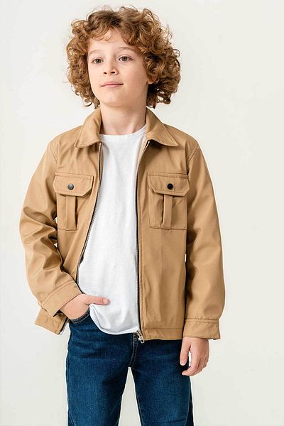 Gold Class Kidswear Яке за момчета с двоен джоб на гърдите и еластична регулируема талия