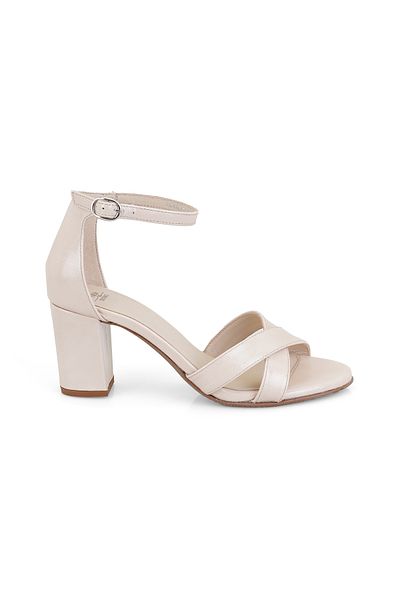 Desa Hillary Beige Women's Adjustable Buckle Heeled Desacomfort Leather Sandals