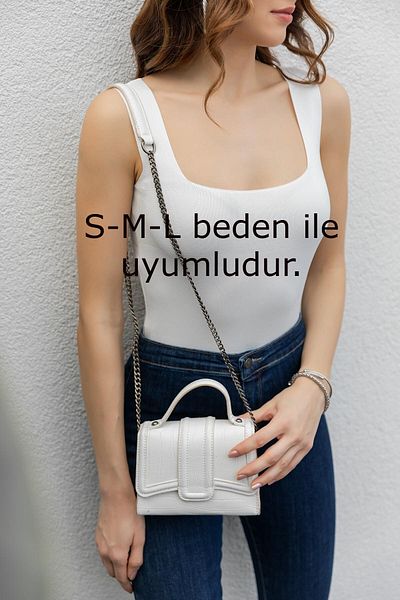 VB Steel Women's White Sleeveless Slim Summer Square Neck Thick Strap Knitwear Tank Top & Blouse