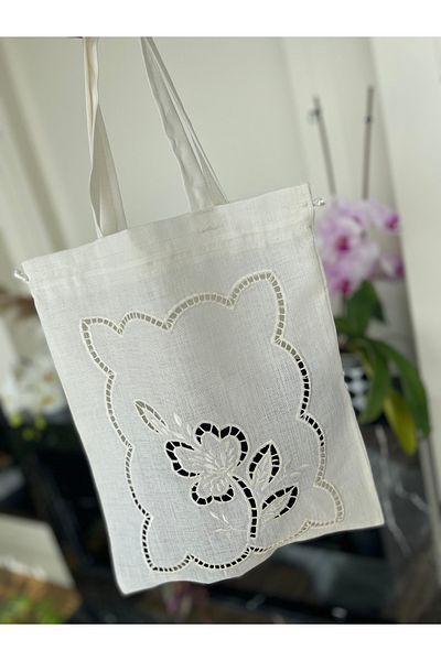 QBR Home Embroidered Hole Work Multipurpose Fabric Bag