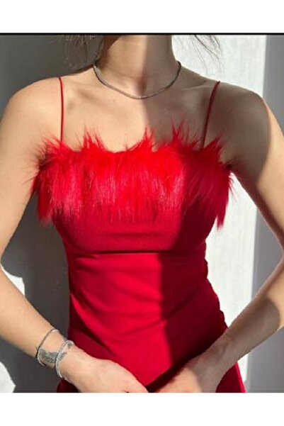 Stylish RED MINI DRESS WITH OTRCH DETAIL