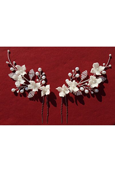 Handmade Set de 2 agrafe de mireasa Filkete si Wing - Coroana cu perle si Tia...