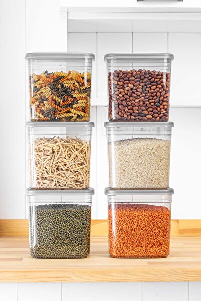 icone life طقم حاوية تخزين حبوب مستطيلة 6 قطع 12 قطعة سعة 2 لتر مع 20 ملصقًا هدية