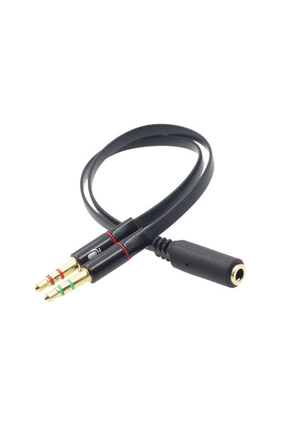 Derwell 3.5mm Kulaklık Adaptörü Kulaklık Y Splitter Ses Dişi 2 Erkek Jack Mikrofon Splitter Kablo Ayırıcı