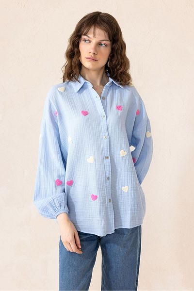 Olcay Cămașă casual cu inimă albastră 9310