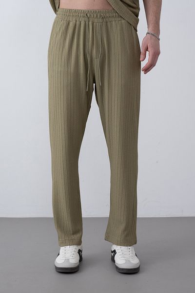 İLKCET MODA Πλεκτό φαρδύ ανδρικό casual παντελόνι