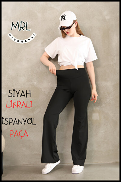 missmaral Women's Black High Waist Tightening Leggings Trousers Flared Leg Lycra Stretchy Diving Fabric 1040