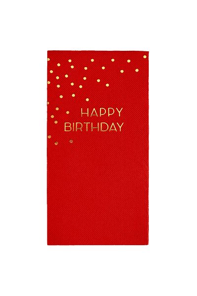 Story 40X40 cm Gold Algodon, Paper Napkin with "Happy Birthday" Motif Red Color