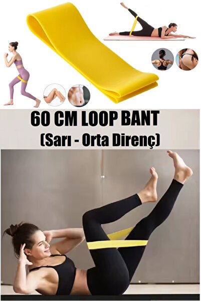 GUS Company 60 CM Pilates Jimnastik Egzersiz Yoga Direnç Bandı (Sarı-Orta) 60...
