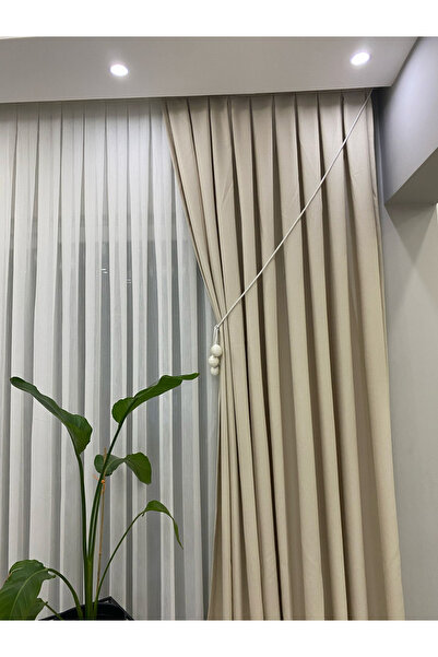 İNCİLİFE Krem Keten Fon Perde – 1/3 Sık Pileli, Zarif Ve Dökümlü Görünüm