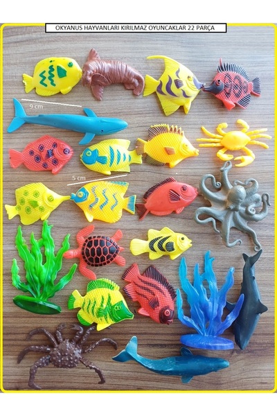OYUNCAKSAHİLİ Okyanus Akvaryum Balıkları 22 Parça Kırılmaz Oyuncak Süs Balık ...