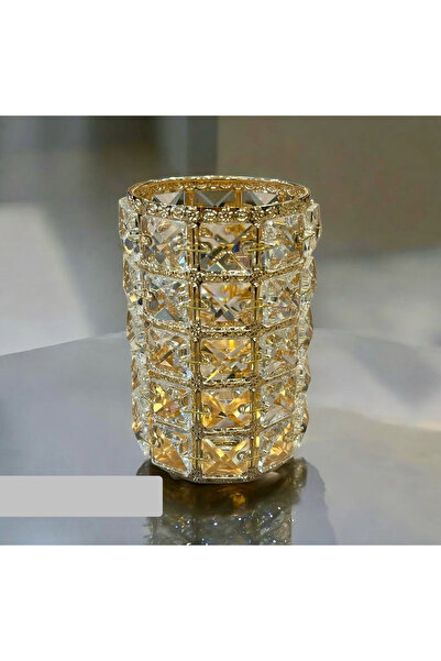 EVRA Kristal Taşlı Dekoratif Mumluk Gold B