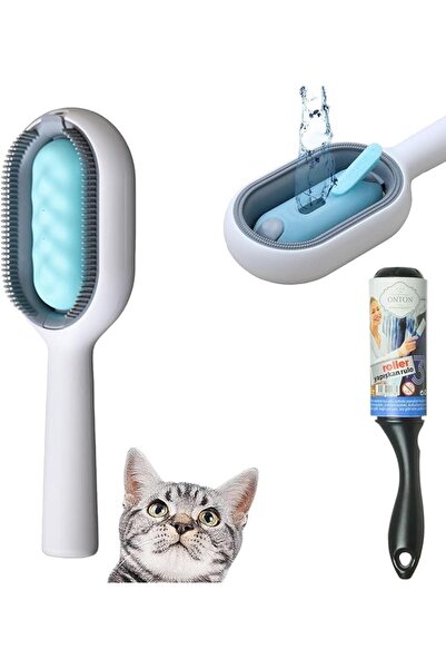 Genel Markalar Su Hazneli Kedi Tüy Temizleme Fırçası Tarağı 60 Yaprak Tüy Top...