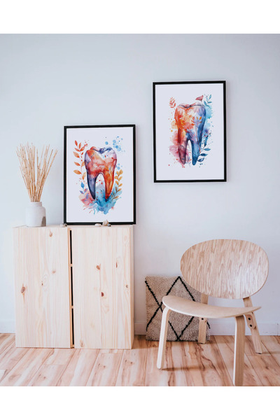 FOGO WOOD DİŞ HEKİMİ TABLO DENTAL KLİNİK DEKOR DUVAR TASARIM DİŞ POSTERİ