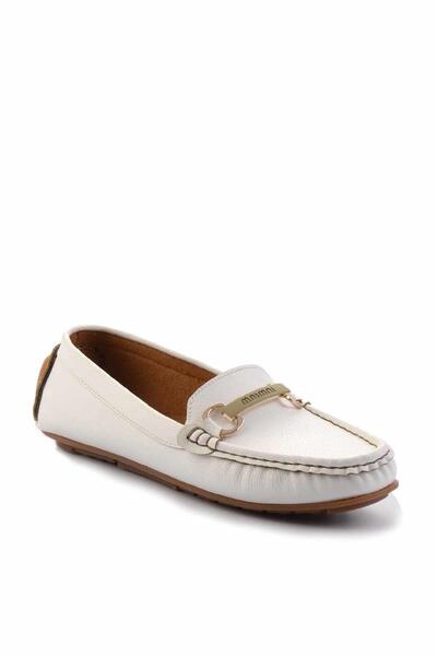 Bambi Beyaz  Kadın Loafer Ayakkabı K01309100509