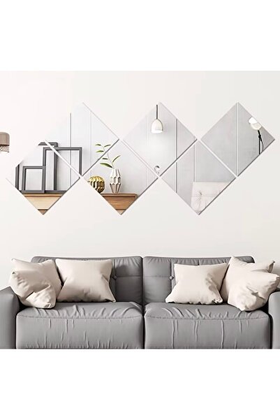 ipeksi pleksi Dekoratif Pleksi Ayna Kendinden Yapışkanlı Kare (gümüş ) 20x20 4 Adet