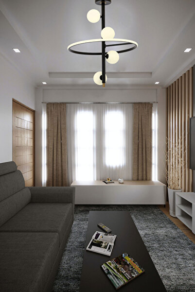 Avonni Av-60388-5bsy Siyah Boyalı Modern Avize G9 Metal Cam 50cm