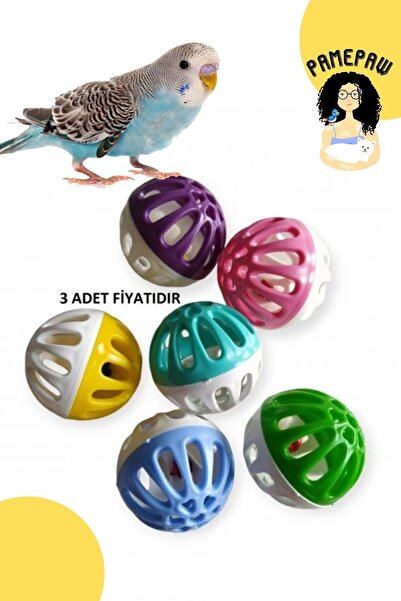 PAMEPAW Kuş Oyuncak Zilli Top 3'lü Kuş Oyuncak