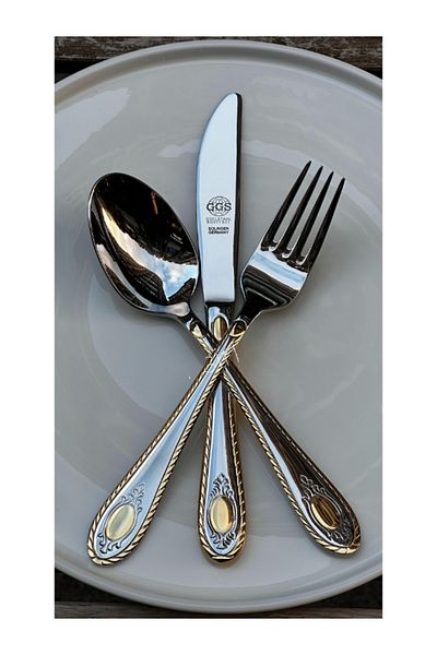 GGS Solingen Germany Nadine Shiny Gold 96 Piece 12-Person Cutlery Set