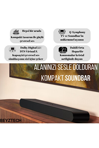 Samsung Q-Symphony Dolby Digital 5.1 / DTS Virtual:X Dahili Orta Hoparlör Uya...