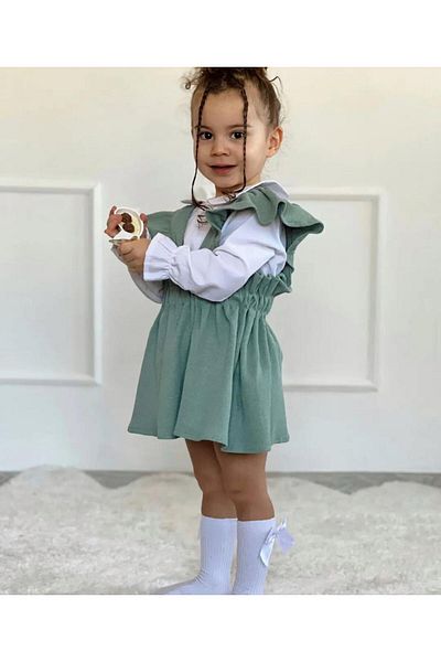 ÇOCUK BUTİĞİM Mint Camisole Skirt and Shirt Set