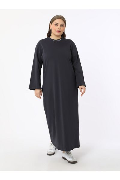 ALİA Plus Size Oversize Knitted Dress - Granite - Alia