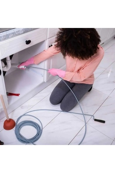 Sapcı Premium 7 Metre Tıkanıklık Kanal Açma Klozet Gider Açıcı Boru Temizleme Spiral Tel Susta Manuel Uç