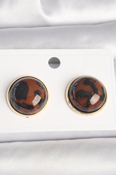 Clariss Brass Gold Color 3D Circle Leopard Model Women's Earrings