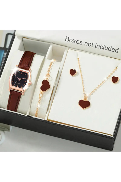 M SMİLE KADIN KOL SAAT SETİ. KÜPE BİLEKLİK KOLYE SAAT KALPLİ SAAT SETİ
