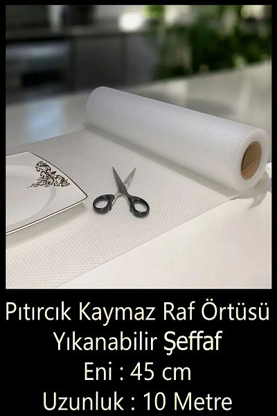 Pc Premium Center Pıtırcık Non-Slip Shelf Cover Transparent 45 cm X 10 Meters (Washable)