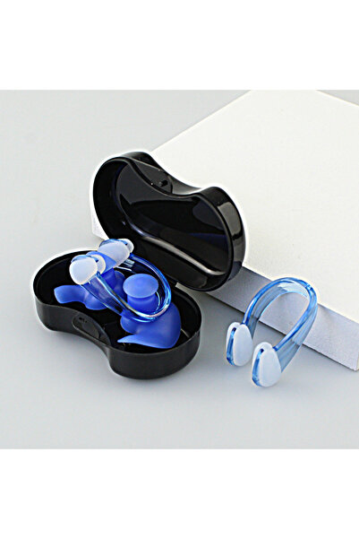 Choice مجموعة سدادات أذن بمشبك أنف للسباحة باللون الأزرق مصنوعة من السيليكون ...