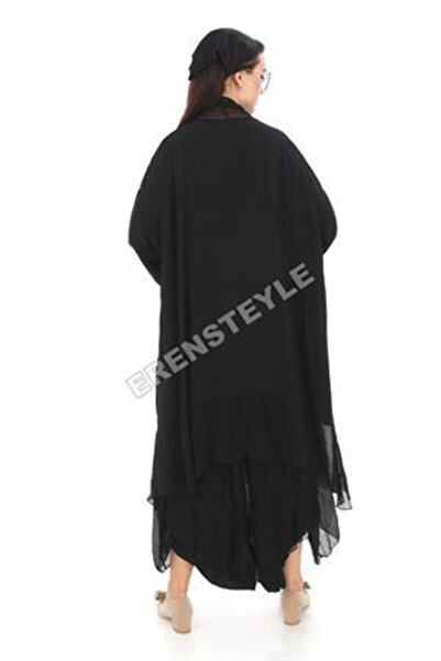 EREN STYLE Italian Plus Size Silk Detailed Oversize Kaftan & Blouse