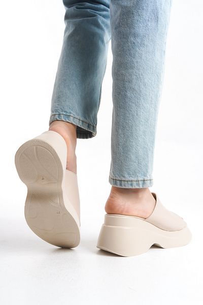 Limeo Ψηλή πλατφόρμα Wedge Heel Μονό Μεγάλο Κορδέλα Δέρμα Καλοκαιρινές Γυναικείες Παντόφλες Σανδάλια Παπούτσια
