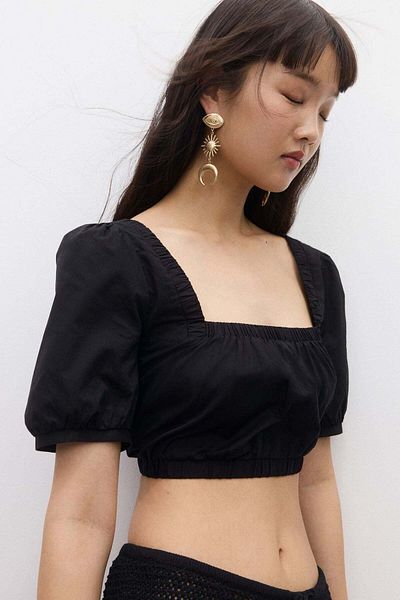 H&M Lacing-detail Cotton Blouse
