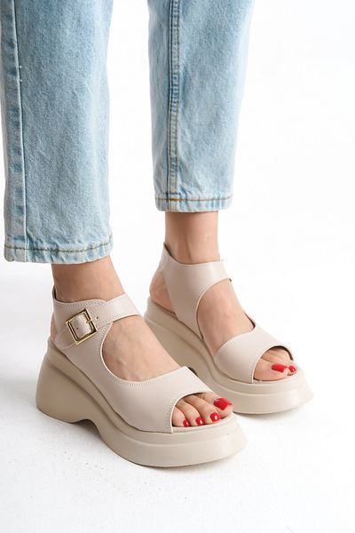 Limeo High Platform Wedge Heel Side Closed Buckle Skin Summer Women's Sandals Shoes